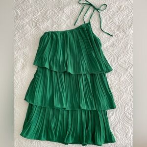 Lulu's Green Asymmetrical Tiered Dress